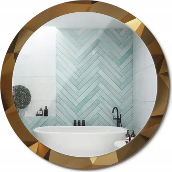 Zrcadlo Zrcadlo nástěnné s ozdobným skleněným rámem Geometrický vzor průměr 100 cm