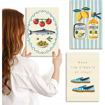 Obraz Sada obrazů na plátně Italské chutě a životní styl, 3x 20x30 cm