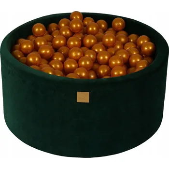Suchý bazén Suchý bazének pro děti 90x40 cm s 300 míčky, velurový, tmavě zelený MeowBaby