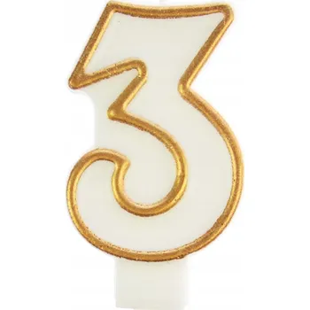 Dortová svíčka Svíčka číslice č. 3 zlatá