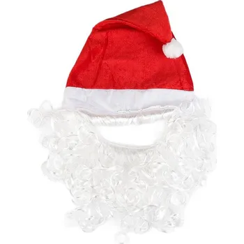 Pokrývka hlavy Mikulášská čepice s vousy - červená