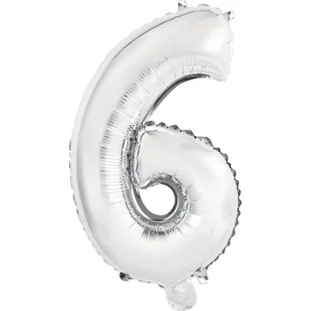 Balónek Amscan Fóliový balónek 40 cm číslice 6 - různé barvy Barva: Stříbrná