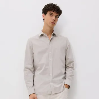 Pánská košile Reserved - Košile slim fit s příměsí lnu - béžová - 215BK-08X - 215BK-08X-M