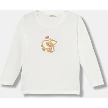 Dětské bavlněné tričko s dlouhým rukávem United Colors of Benetton 3ATNA106K.W.seasonal bílá 00X, vel. 68