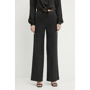 Dámské kalhoty Lněné kalhoty Guess ISABEAU dámské, černá barva, jednoduché, high waist, W5GB54 WH5L2 W5GB54.WH5L2 99X, vel. L