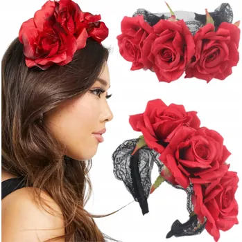 Čelenka ČELENKA HALLOWEEN RŮŽE GOTH ČERVENÁ