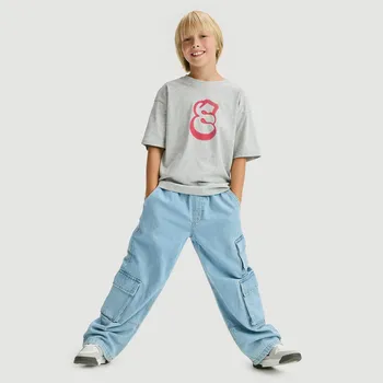 Dětská móda Reserved - Bavlněné oversize tričko - světle šedá - 041FH-09M - 041FH-09M-134