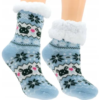 Teplé zimní Ponožky pro děti, PODŠITÉ MEDVÍDKEM, s ABS, velikost 31-35