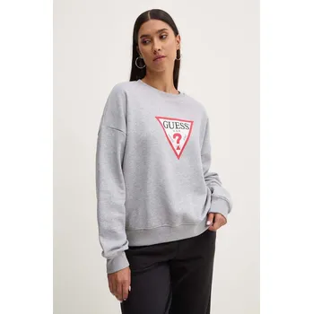 Dámská mikina Mikina Guess Jeans dámská, šedá barva, s potiskem, W4YQ00 KC811 W4YQ00.KC811 90X, vel. M