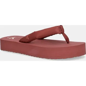 Dámské žabky Žabky Calvin Klein Jeans BEACH SANDAL FLATFORM TTXR SATIN dámské, růžová barva, na platformě, YW0YW01723 39X, EUR 38
