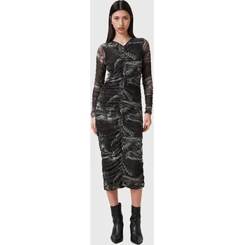 Dámské šaty Šaty AllSaints KEIKO šedá barva, midi, W003DC 90X, vel. 36