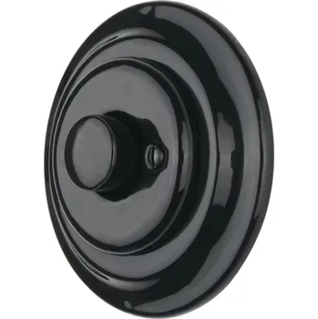 vypínač Bohemia-Design - Porcelánový retro stmívač otočný s rámečkem 250V/10A černá