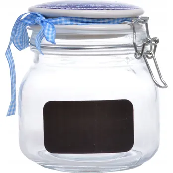 Dóza na potraviny 4x VELKÁ ZAVAŘOVACÍ SKLENICE PLASTOVÁ NÁDOBA NA POTRAVINY SUŠENKY 2,5L 2500ML + ETIKETY