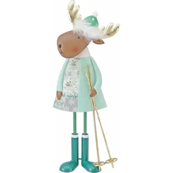 Kovový sob s lyžařskými holemi 44,5 cm