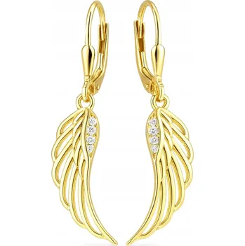 Náušnice Zlacené náušnice 925 Anglická křídla Závěsná andělská křídla pro ženy