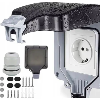 Elektrická zásuvka VODĚODOLNÁ ZAHRADNÍ ZÁSUVKA VENKOVNÍ IP66 VODOTĚSNÁ ZÁSUVKA