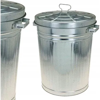 Odpadkový koš Velký kovový Odpadkový koš S VÍKEM 55 litrů do Domu Zahrady Ocel Pozink