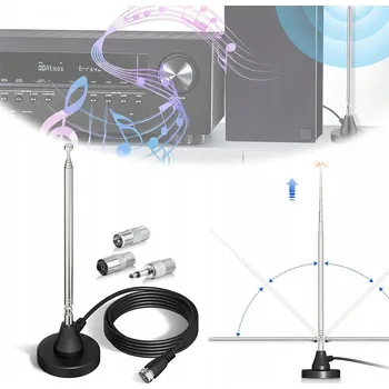 Televizní anténa Pokojová anténa DAB FM, teleskopická, magnetická pro ZESÍLENÍ SIGNÁLU