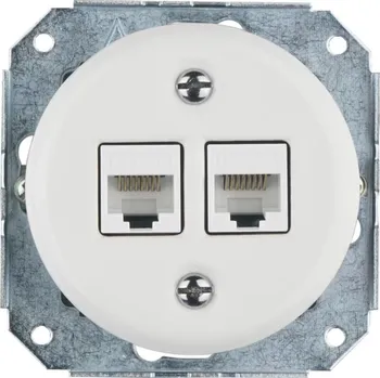 Elektrická zásuvka Bohemia-Design -Porcelánová retro ethernetová zásuvka bez rámečku 2x CAT.5E bílá
