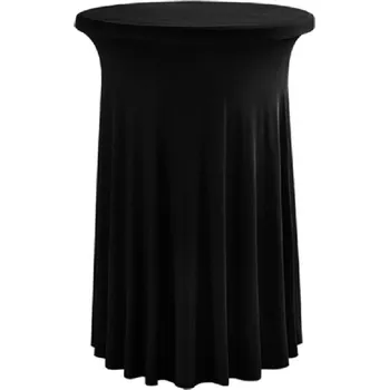 ubrus POVLAK UBRUS S VOLÁNEM SKIRTING na KOKTEJLOVÝ BAROVÝ stůl KULATÝ 80cm ČERNÝ