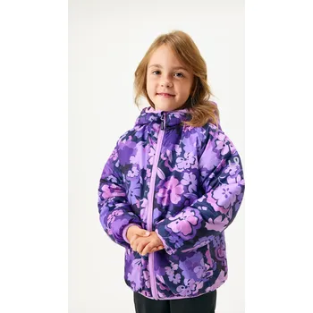 Dívčí bunda unuo Dětská oboustranná bunda Duo, Lila, Kytky Velikost: 110/116