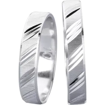 Prsten Aby White - snubní prsteny v bílém zlatě s šikmým rytím