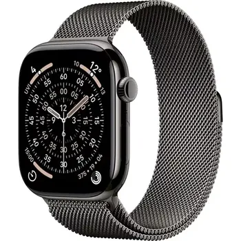 Apple Watch Series 11 GPS+Cellular 46mm Břidlicově šedé titanové tělo - Břidlicově šedý milánský tah M/L (MFD44MP/A)