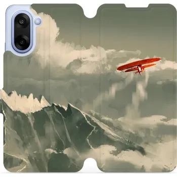 Pouzdro na mobilní telefon Flipové pouzdro Mobiwear - OnePlus Nord CE5 - MA03P Oranžové letadlo v horách (Knížkové flip pouzdro, obal, kryt na mobil OnePlus Nord CE 5 - MA03P Oranžové letadlo v horách, materiál Umělá kůže + TPU - ochrana 360°, stojánek, silikonová vanička, magnetic