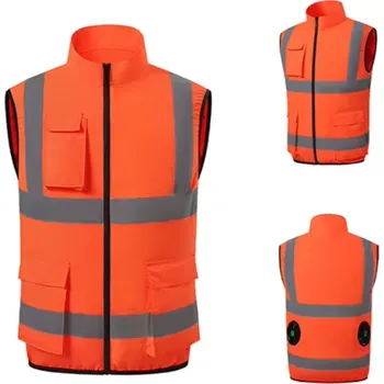 Přívěsek MXM Chladicí pracovní vesta s ventilátory - Svítivě oranžová Velikost - L