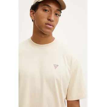 Pánské oblečení Bavlněné tričko Guess Jeans pánské, béžová barva, M4YI46 K8FQ4 M4YI46.K8FQ4 80X, vel. S