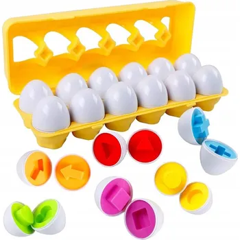 HRAČKA MONTESSORI TŘÍDIČ VAJÍČKA 12 KUSŮ PÁROVÁNÍ TVARŮ A BAREV 3+