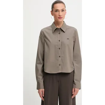 Dámská košile Košile s příměsí hedvábí Miss Sixty dámská, hnědá barva, regular, s klasickým límcem, 6S3XJ5300B 98X, vel. XL