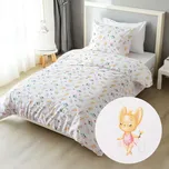 Dětské bavlněné ložní povlečení Sandra SA-671 Zvířátka baletky na bílém Jednolůžko 140x200 a 70x90 cm