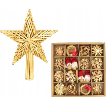 Vánoční dekorace Špičky na stromeček, Sady Hvězda 30 cm 56 ks