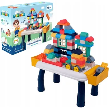 ostatní stavebnice Sada KOSTEK Stavebnice Pro Roční DÍTĚ Stůl s Kostkami 80 Dílků LUX