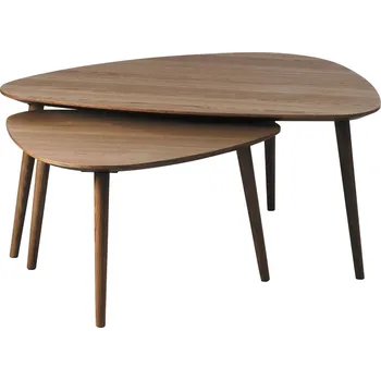 Konferenční stolek Unique Furniture Set dvou tmavých dubových konferenčních stolků Adda 70 x 100/52,5 x 70 cm