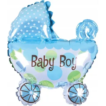 Balónek Fóliový balónek kočárek baby shower velký modrý