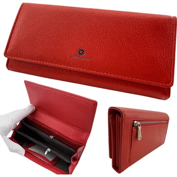 Peněženka NEW BERRY Dámská dlouhá peněženka s klopnou a magnetickým zapínáním – 19 × 9 cm 215-5 Barva: Červená