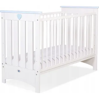 Dětská postýlka Dřevěná postýlka pro miminka 120x60 cm Lorenzo III bílo-modrá, s o