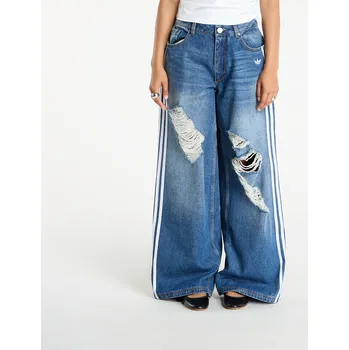 Pánské kalhoty Džíny adidas Originals Loose Denim Destressed Pants Medium Blue Denim 25/30