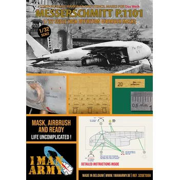 Plastikový model 1ManArmy 1/32 Messerschmitt P.1101 paint mask (Das Werk)