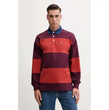 Pánská móda Bavlněné tričko s dlouhým rukávem United Colors of Benetton 3BC1U302L červená 33X, vel. M