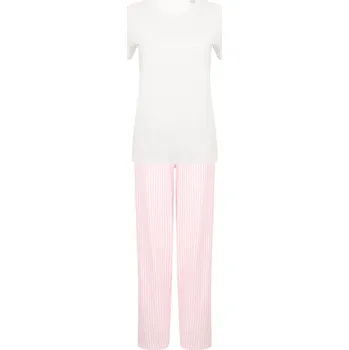 Dámské pyžamo Towel City Dámské pyžamo v pytlíku Bílá/Růžová L