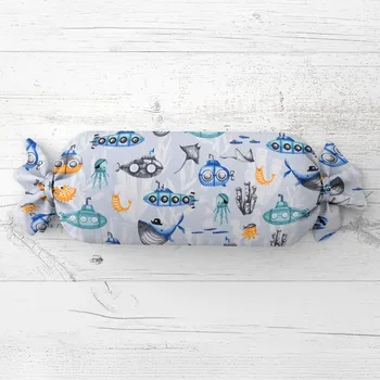 Dekorativní polštářek Dětský polštář válec bonbon Sandra SA-673 Podmořský svět modrý 15x60 cm