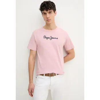 Pánská móda Bavlněné tričko Pepe Jeans Eggo PM508208 růžová 39X, vel. L