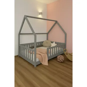 Dětská postel MAXIDO Dětská postel domeček Domi 120 x 200 šedá (Český výrobek)
