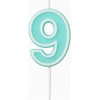 Dortová svíčka Svíčka ČÍSLICE 9 zelená pastelová - svíčky na dort k narozeninám číslice 4cm
