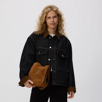 Reserved - Džínová bunda s kontrastním límcem - ocelově modrá - 742FZ-95J - 742FZ-95J-M