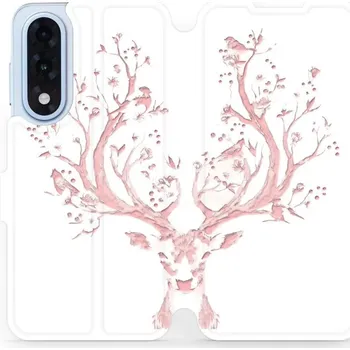 Pouzdro na mobilní telefon Flipové pouzdro Mobiwear - OnePlus Nord 5 - M007S Růžový jelínek (Knížkové flip pouzdro, obal, kryt na mobil OnePlus Nord 5 - M007S Růžový jelínek, materiál Umělá kůže + TPU - ochrana 360°, stojánek, silikonová vanička, magnetické zavírání)