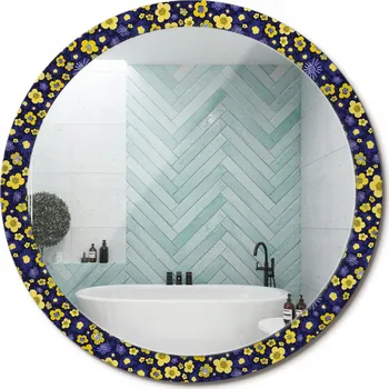 Zrcadlo Zrcadlo nástěnné s ozdobným skleněným rámem Malé kytičky průměr 100 cm